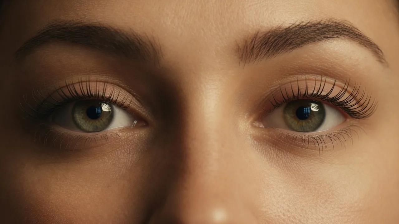 Primer plano de ojos con pestañas elevadas y definidas tras un lifting de pestañas